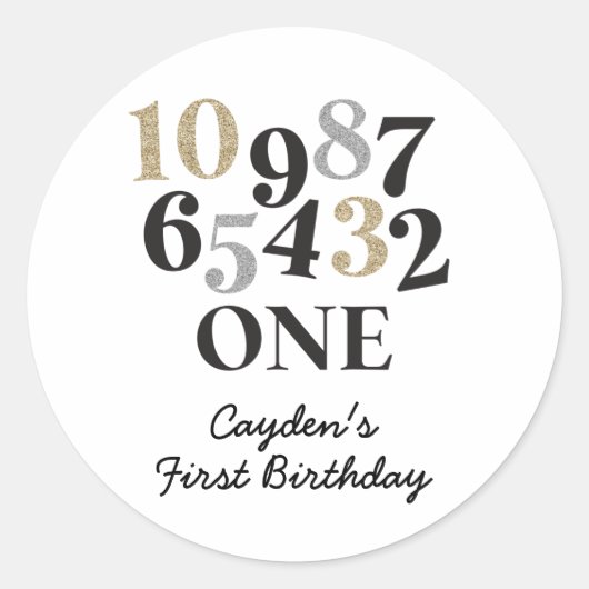 Eerste verjaardag van de jaarwisseling ronde sticker (Voorkant)