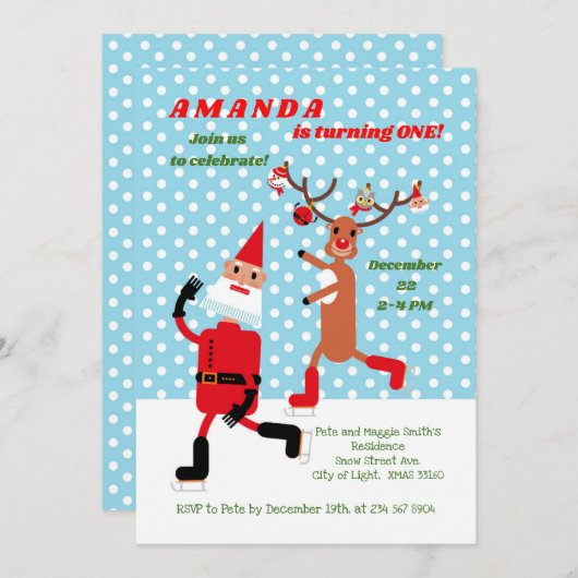 Eerste verjaardag van de kerstman en de roodbruin kaart (Voorkant / Achterkant)