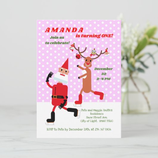 Eerste verjaardag van de kerstman en de roodbruin kaart (Staand voorkant)