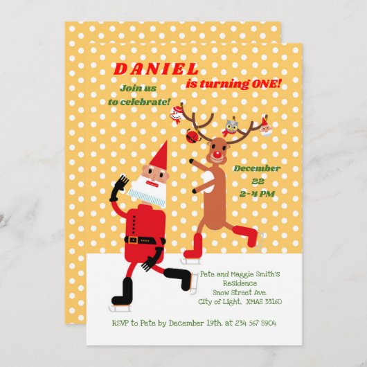 Eerste verjaardag van de kerstman en de roodbruin kaart (Voorkant / Achterkant)