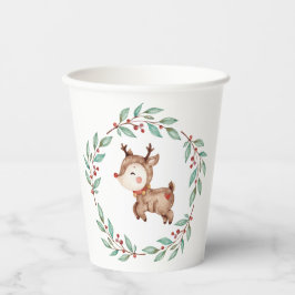 Eerste verjaardag van de kerstrendieren papieren bekers