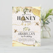 Eerste verjaardag van de kleine honingbijen kaart (Staand voorkant)