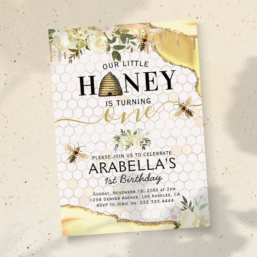 Eerste verjaardag van de kleine honingbijen kaart