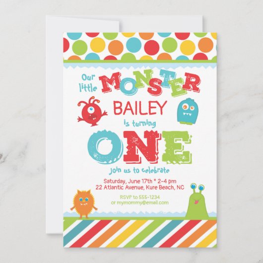 Eerste verjaardag van de kleine monster kaart (Voorkant)