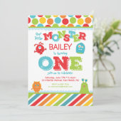 Eerste verjaardag van de kleine monster kaart (Staand voorkant)