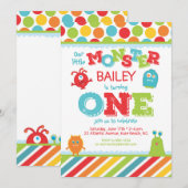 Eerste verjaardag van de kleine monster kaart (Voorkant / Achterkant)