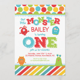 Eerste verjaardag van de kleine monster kaart