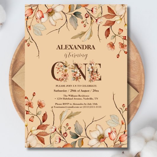 Eerste verjaardag van de kleine wilde bloemen kaart