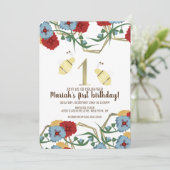 Eerste verjaardag van de kleurrijke Floral en de b Kaart (Staand voorkant)