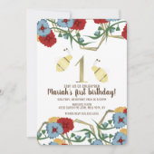 Eerste verjaardag van de kleurrijke Floral en de b Kaart (Voorkant)