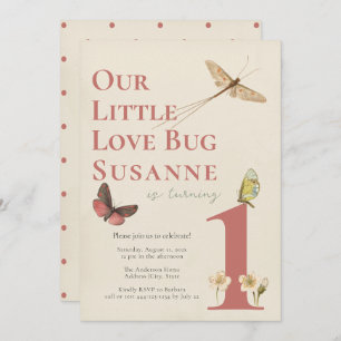 Eerste verjaardag van de "Love Bug Baby Girl" Kaart