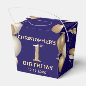 Eerste verjaardag van de marineblauw en de gouden  bedankdoosjes (Achterkant)