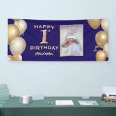 Eerste verjaardag van de marineblauw en de gouden  spandoek (Beurs)