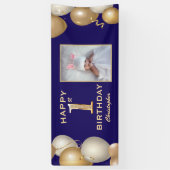 Eerste verjaardag van de marineblauw en de gouden  spandoek (Verticaal)