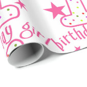 Eerste verjaardag van de meisjessterren cadeaupapier (Rol Hoek)