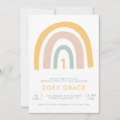 Eerste verjaardag van de moderne pasteelregenboogm kaart (Voorkant)