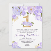 Eerste verjaardag van de mooie Florale uitnodiging (Voorkant)