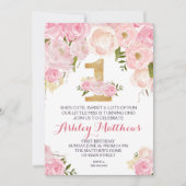 Eerste verjaardag van de mooie Florale uitnodiging (Voorkant)
