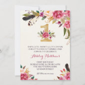 Eerste verjaardag van de mooie Florale uitnodiging (Voorkant)