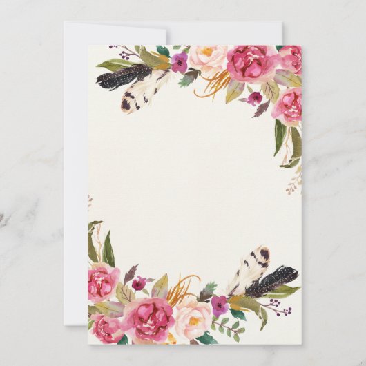 Eerste verjaardag van de mooie Florale uitnodiging (Achterkant)