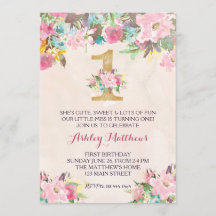 Eerste verjaardag van de mooie Florale uitnodiging