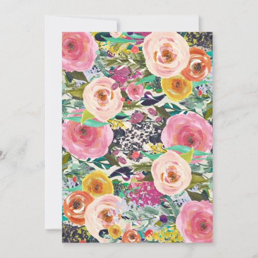 Eerste verjaardag van de mooie Florale uitnodiging (Achterkant)