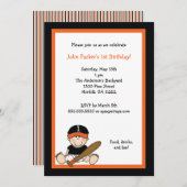 Eerste verjaardag van de Oranje- en zwarte-honkbal Kaart (Voorkant / Achterkant)