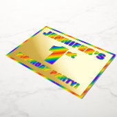 Eerste verjaardag van de partij Fun, regenboogspec Folie Uitnodiging (Gedraaid)