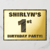 Eerste verjaardag van de partij van Birthday - Vet Folie Uitnodiging (Voorkant)