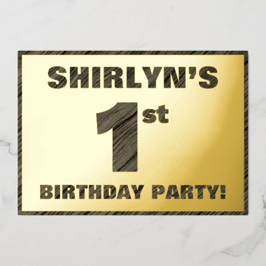 Eerste verjaardag van de partij van Birthday - Vet Folie Uitnodiging (Voorkant)