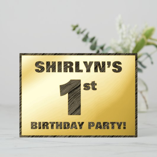 Eerste verjaardag van de partij van Birthday - Vet Folie Uitnodiging (Staand Voorkant)