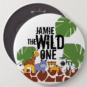 Eerste verjaardag van de persoonlijke WILD ONE Saf Ronde Button 6,0 Cm (Voorkant /achterkant)