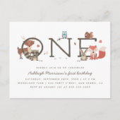 Eerste verjaardag van de rotsachtige bosdieren uitnodiging briefkaart (Voorkant)