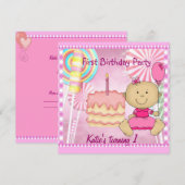 Eerste verjaardag van de roze-roze-rokerrok voor k kaart (Voorkant / Achterkant)