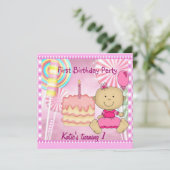 Eerste verjaardag van de roze-roze-rokerrok voor k kaart (Staand voorkant)
