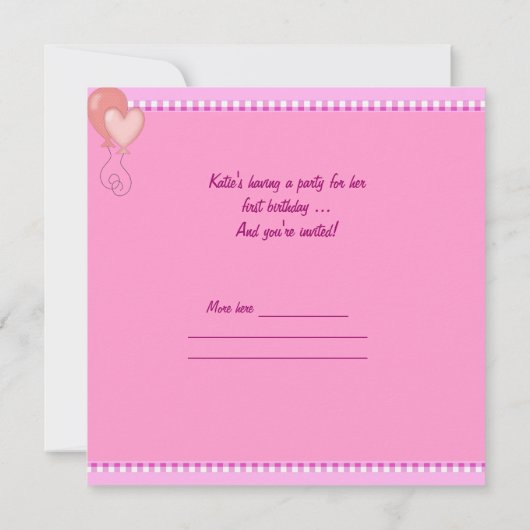 Eerste verjaardag van de roze-roze-rokerrok voor k kaart (Achterkant)