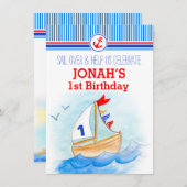 Eerste verjaardag van de uitnodiging voor het zeil (Voorkant / Achterkant)