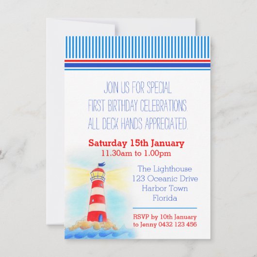 Eerste verjaardag van de uitnodiging voor het zeil (Achterkant)