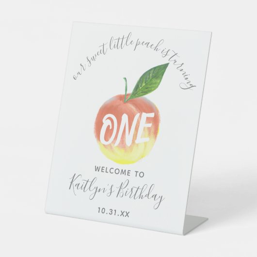 Eerste verjaardag van de zoete kleine doorsnee reclamebord met voetstuk (Voorkant)