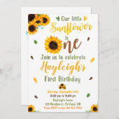 Eerste verjaardag van de Zonnebloem Kaart (Voorkant / Achterkant)
