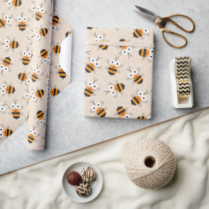 Eerste verjaardag van een baby meisje met bijen th cadeaupapier