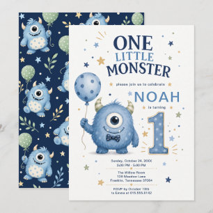 Eerste verjaardag van één kleine monsterjongen kaart