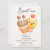 Eerste verjaardag van een zoete ijsje kaart (Voorkant)