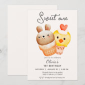 Eerste verjaardag van een zoete ijsje kaart (Voorkant / Achterkant)