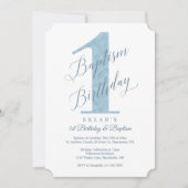 Eerste verjaardag van Elegant Script Blue Baby & B Kaart (Voorkant)