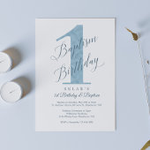 Eerste verjaardag van Elegant Script Blue Baby & B Kaart