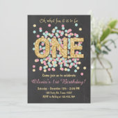 Eerste verjaardag van Girl Pink Gold Munt Kaart (Staand voorkant)