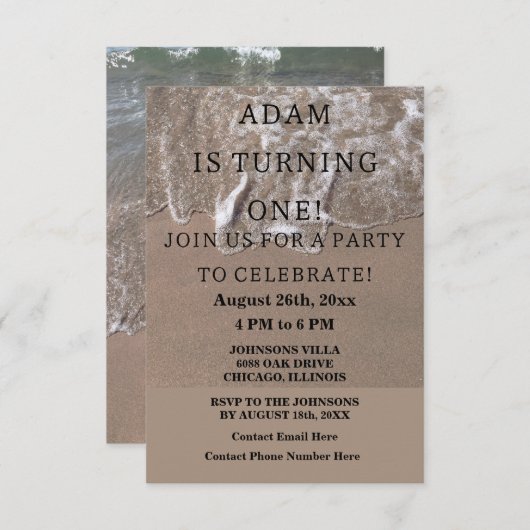 Eerste verjaardag van het Beach Nautical Custom Tr Kaart (Voorkant / Achterkant)