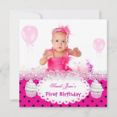 Eerste verjaardag van het eerste meisje met warme kaart (Voorkant)