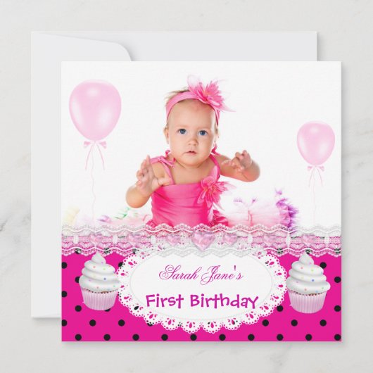 Eerste verjaardag van het eerste meisje met warme kaart (Voorkant)